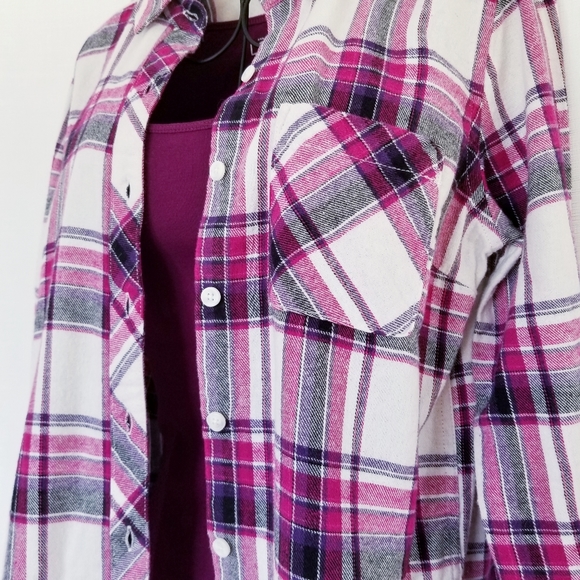 Woolrich Pink/Purple Plaid Button Down Flannel - Picture 4 of 15